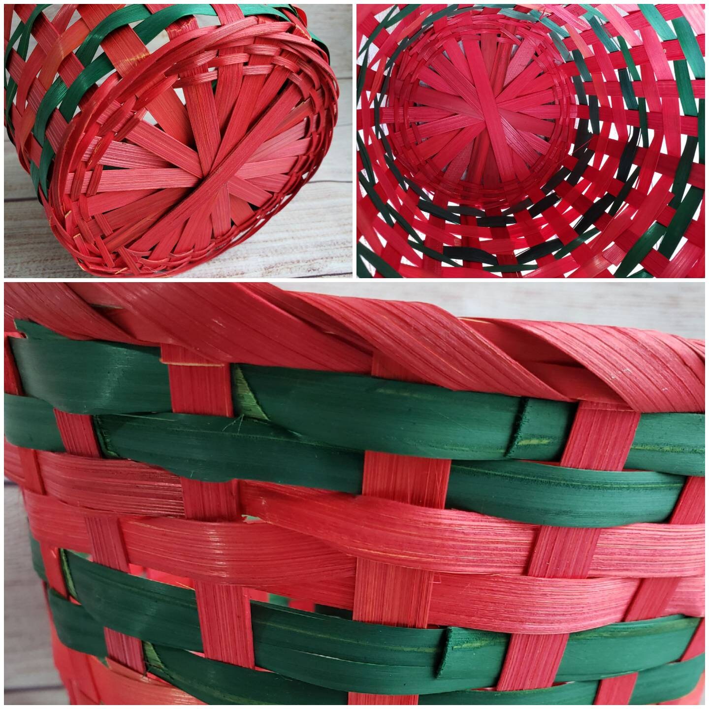 SALE 4 Vintage Red and Green Christmas Holiday Wicker Baskets Etsy