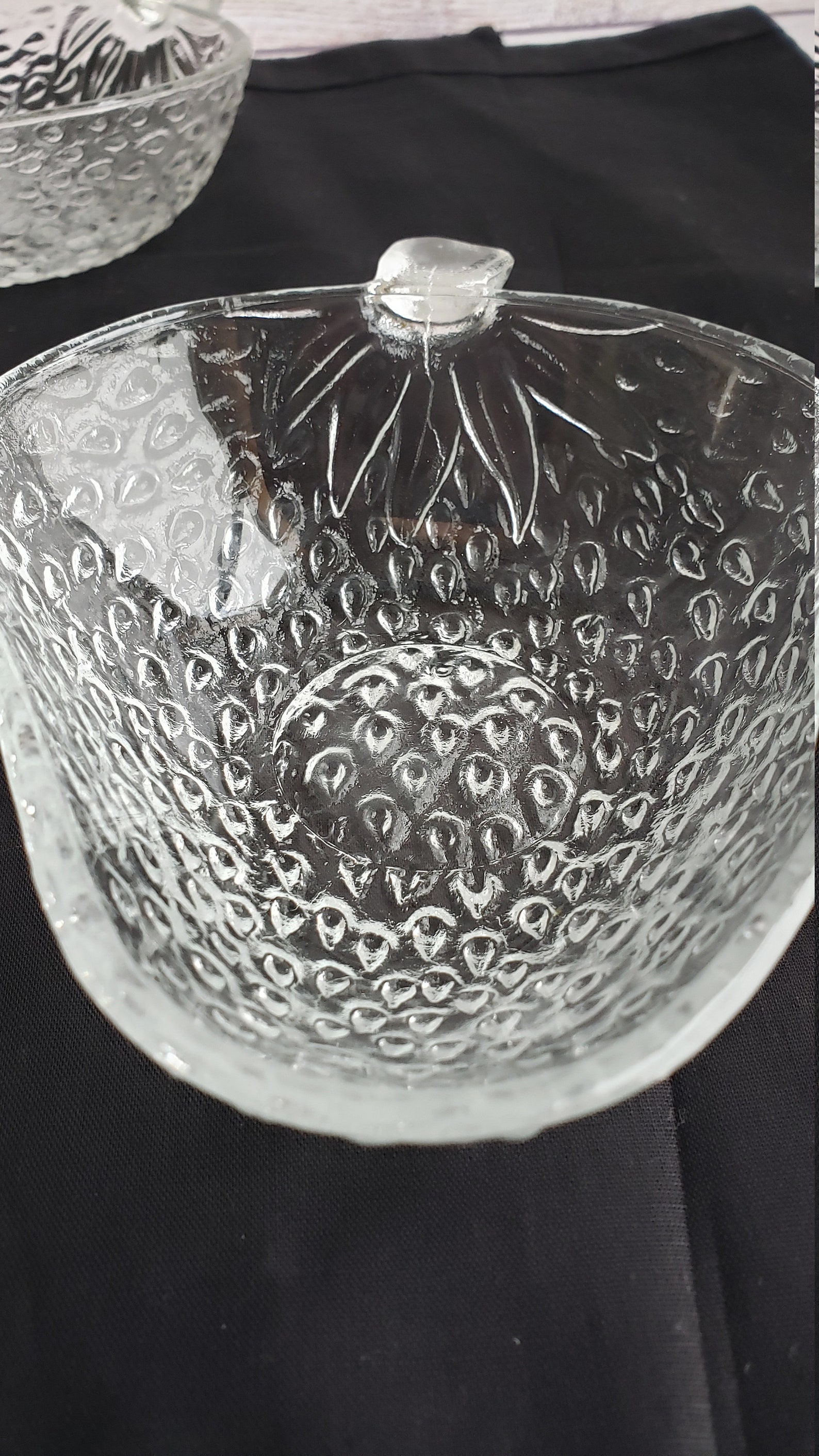 Vintage Clear Glass Strawberry Dishes Textured Glass Etsy