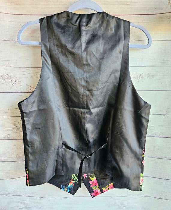 Vintage Men's Unisex Polyester Silk Vest by SSLR, Black With