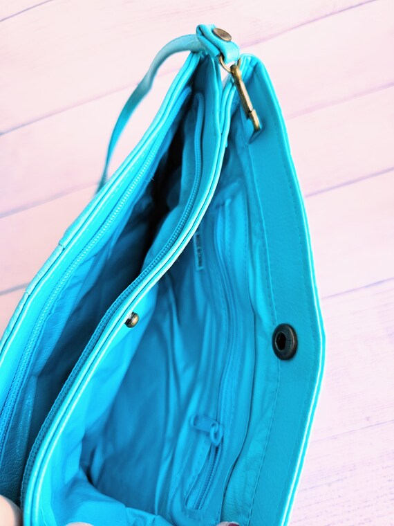 Vintage Turquoise Purse, 80s Crossbody Bag, Retro… - image 5