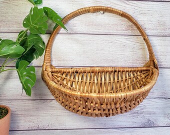 CW_ Rattan Wall Hanging Wicker Flower Basket Pot Planter Rack Holder Decor Charm CW_ Rattan Wall Hanging Wicker Flower Basket Pot Planter Rack Holder Decor Charm