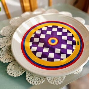 Mid Century Peter Max Dinner Opticon Plate by Iroquois New York,  60s 70s Era Checkerboard Pop Art Dish, RARE Collectible China
