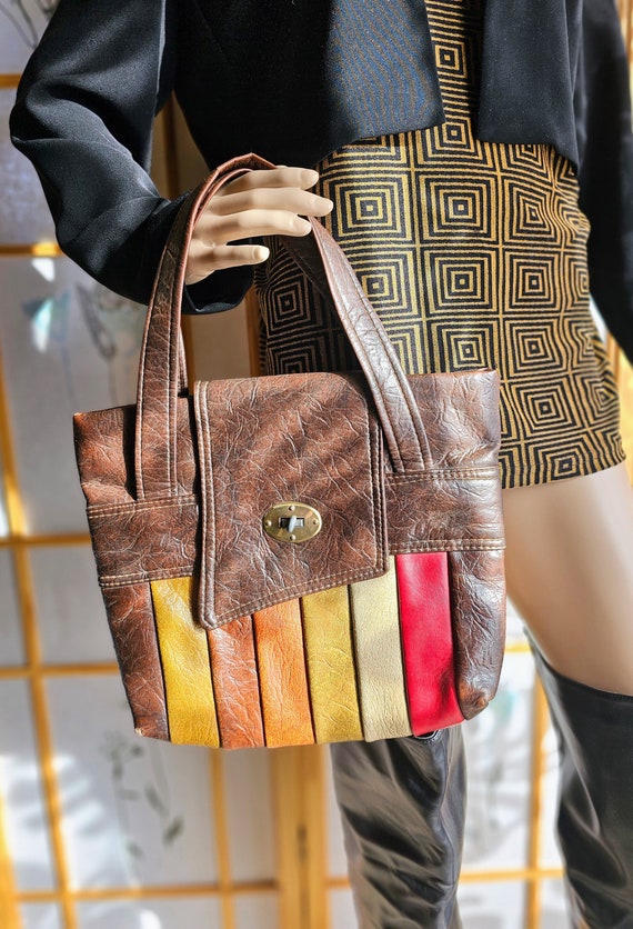 70s Patchwork Bag, Natural Color Tones, Brown, Ora