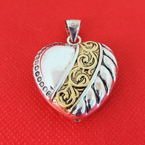NOS Vintage Silver Metal Heart Slider Pendant BEST Jewelry, Gold Detail, Elegant Look, Ornate Gold Detail, Chunky Heart, Statement Jewelry