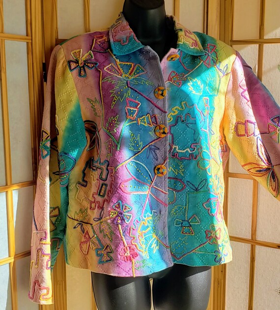 Vintage Eccentric Lightweight Jacket, Embroidered… - image 1