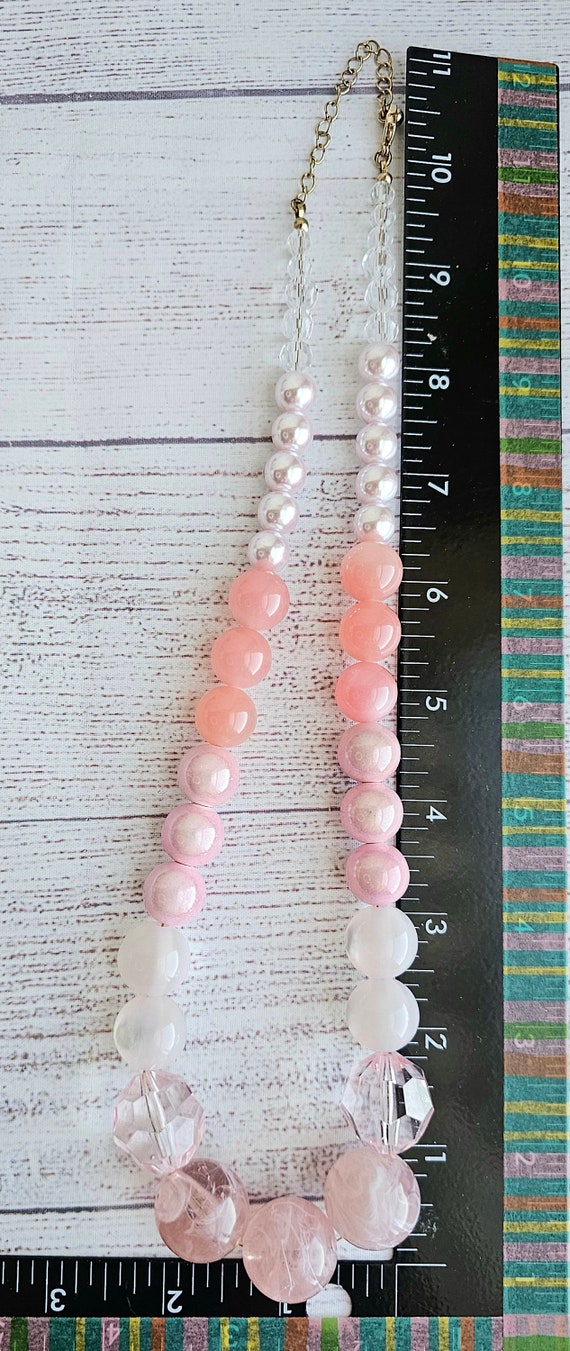 Vintage Pink Necklace, Pastel Pink Tones, Frosted… - image 5