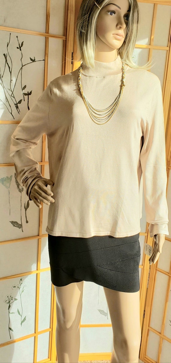 Vintage Beige Silk Blend Knit Top by Lisa Interna… - image 1