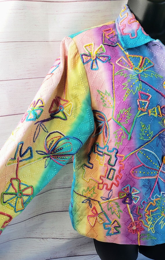 Vintage Eccentric Lightweight Jacket, Embroidered… - image 5