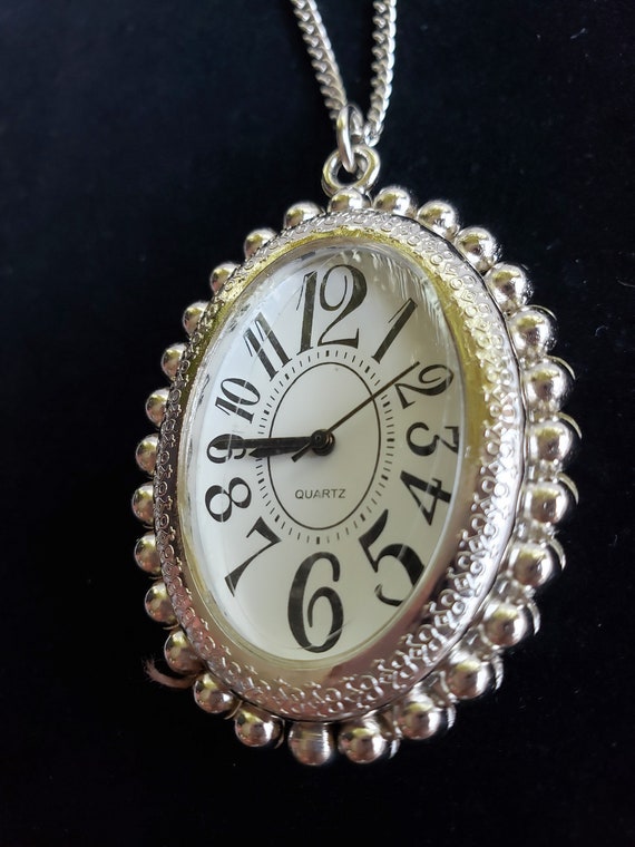 Vintage Reversible Pendant Necklace -  Faux Clock… - image 6
