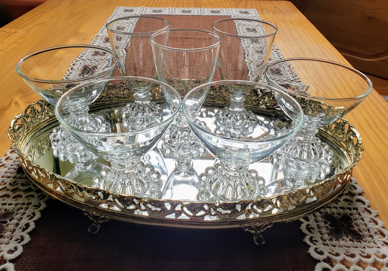 7 Fancy Candlewick Sherbet Dessert Dishes Anchor Hocking Etsy