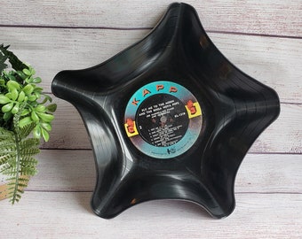 Unique Bowl Made out of a Black Vinyl Record, Gift for Music Lover,Handmade Record Bowl Planter / Plantstand, Kitschy Retro Decor