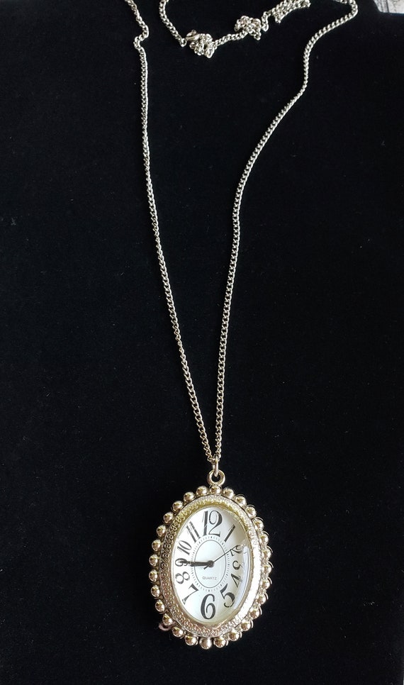 Vintage Reversible Pendant Necklace -  Faux Clock… - image 5