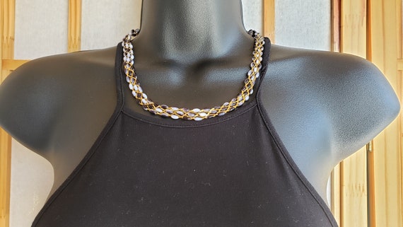 90's Mod Gold Chain Link Braid with Small Oval Be… - image 7