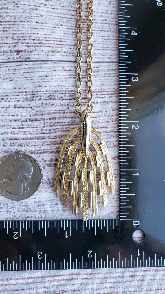 Vintage Mod Gold Tone Pendant Necklace Rocket Shi… - image 7