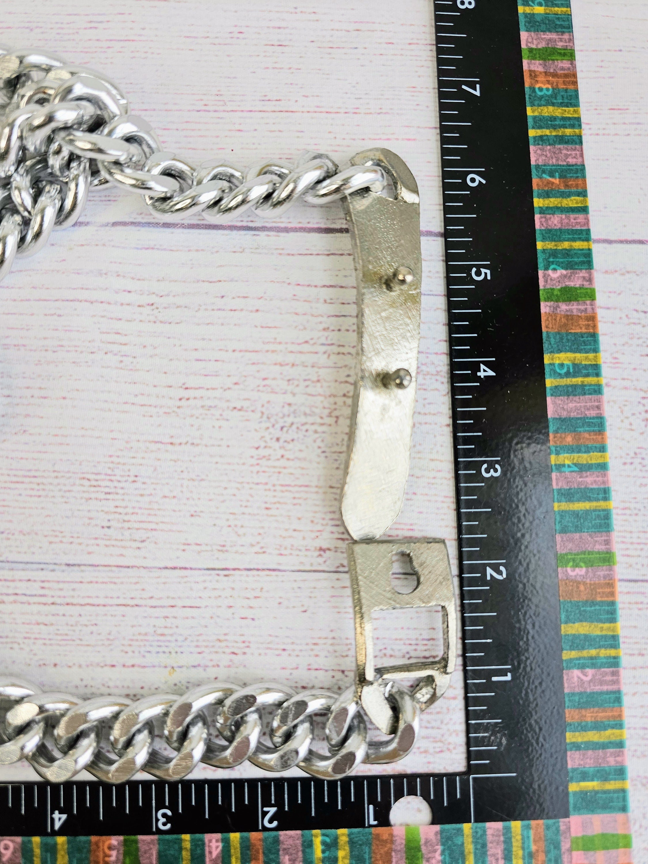 Vintage Chunky Chain Link Belt Antique Silver Tone Brown Stone Chip Discs il_fullxfull.5979127784_62mu.jpg main image 2
