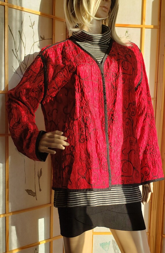 Chico s Reversible Red Black Jacket With Tags NOS Vintage