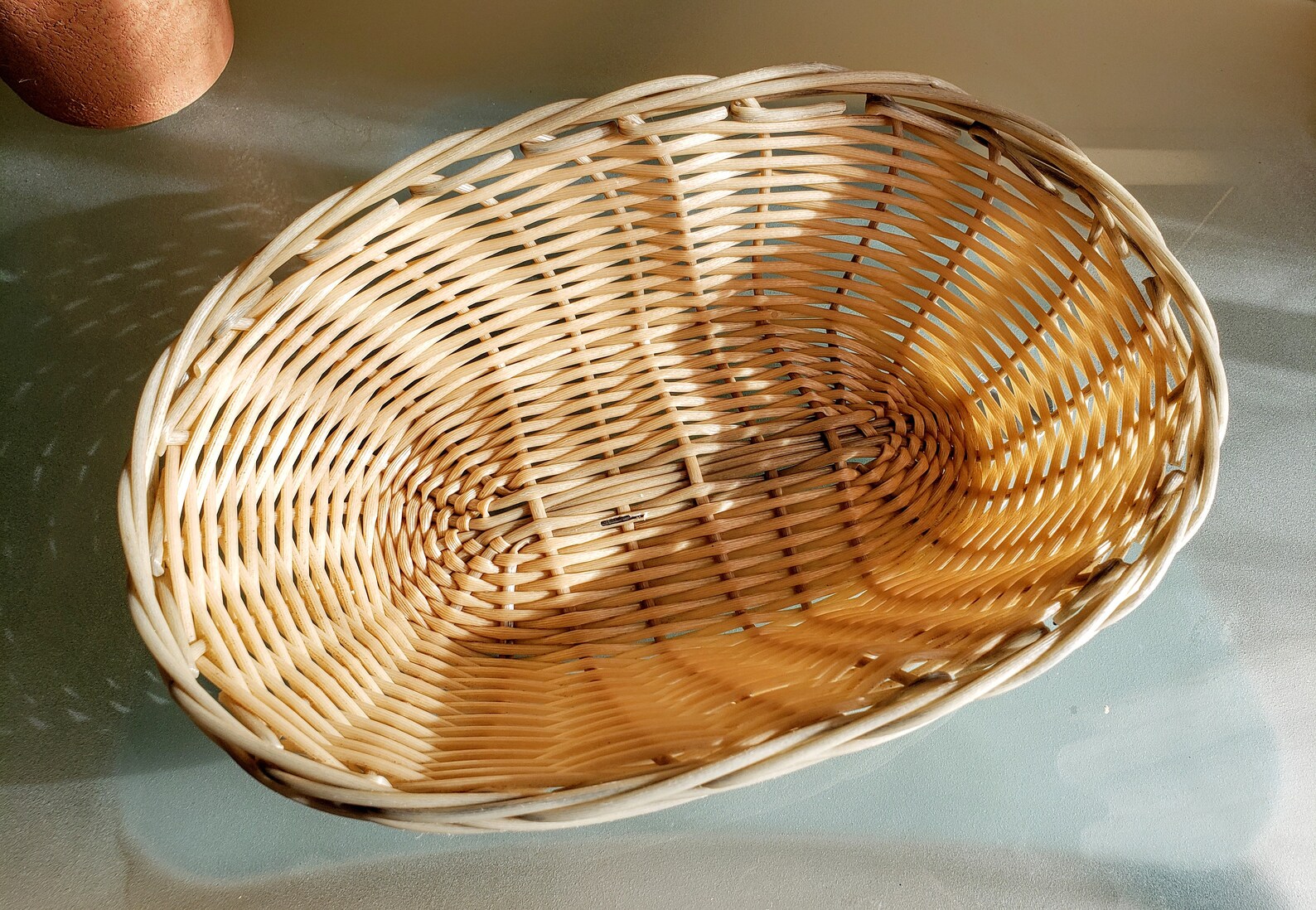 Small Oval Faux Wicker Basket Two Tone Beige/ Gray Basket Etsy