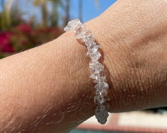 Quartz Crystal bracelet #3 - chip bead, healing jewelry - enhances power of other crystals, energy, perception, great for meditation