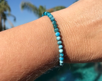 Blue Apatite bracelet #2 - 4mm beaded intention bracelet - motivational, public speaking, studying, concentration, memory