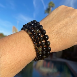 Golden Obsidian - 4mm, 6mm, 8mm, or 10mm beaded intention bracelet, healing jewelry - manifests one's true calling, good for diagnostic work