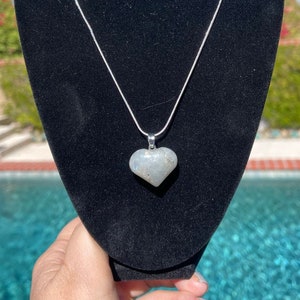 labradorite heart pendant with sterling silver chain - 1 inch wide - transformation, intuition, protection