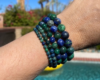 Azurite bracelet - 4mm, 6mm, 8mm, 10mm or 12mm beaded intention bracelet, healing jewelry - creativity, inner wisdom & concentration