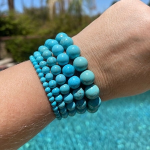 Turquoise Bracelet - 4mm, 6mm, 8mm, 10mm, or 12 beaded intention bracelet, healing jewelry - strengthen, detoxifying