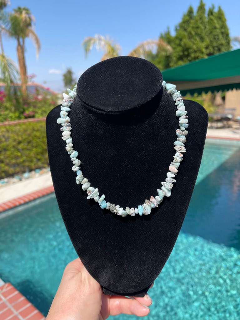 Larimar necklace -  16 inch with chip beads - emotional cleanser and healer, useful for panic attacks, phobias, fear