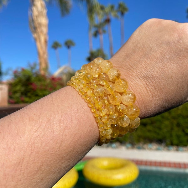 Citrine bracelet #1 - 4mm, 6mm, 8mm, 10mm or 12mm beaded bracelet, healing jewelry - abundance, imagination, good fortune
