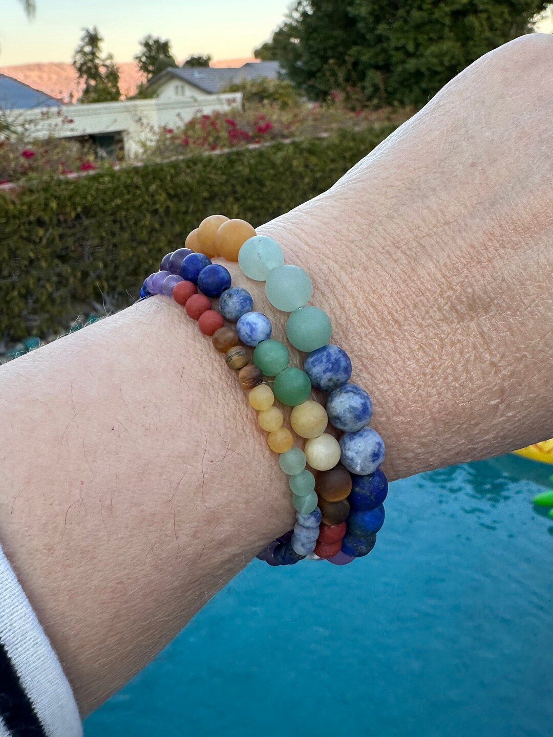 Bracelet Perles Améthyste Du Brésil – Acier Inoxydable, 5 Mm-8 Mm, Fermoir Mousqueton