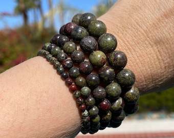 Dragon Blood Jasper Beaded Bracelet – Courage, Inner Strength