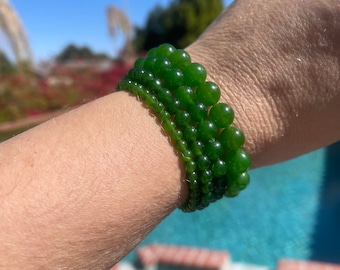 Canada Jade Bracelet - 4mm, 6mm, 8mm or 10mm beaded bracelet, healing jewelry - balance nerves, recharge energy, sooth mind, dream stone