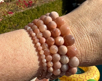 Sunstone bracelet #1 - 4mm, 6mm, 8mm, 10mm or 12mm beaded bracelet - personal power, freedom, expanded consciousness, energy of sun god Ra