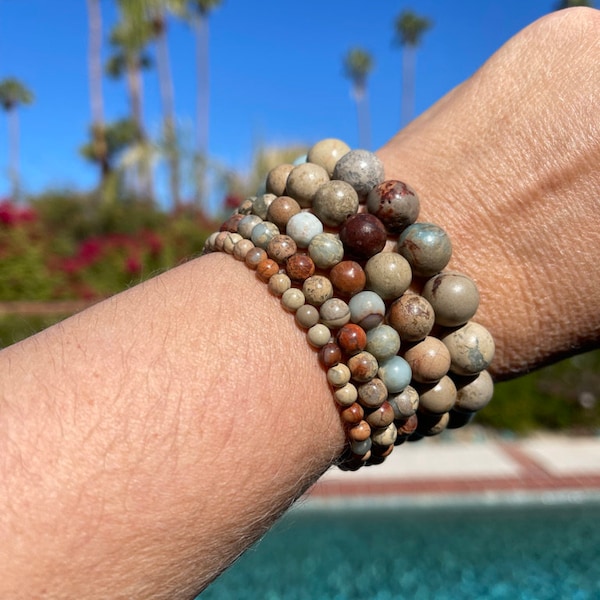 Ocean Jasper bracelet #1 - 4mm, 6mm, 8mm, 10mm or 12mm beads - tranquility, eliminate nightmares, good stone for healers & counselor