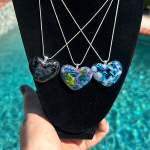 heart pendant, fused glass with sterling silver chain