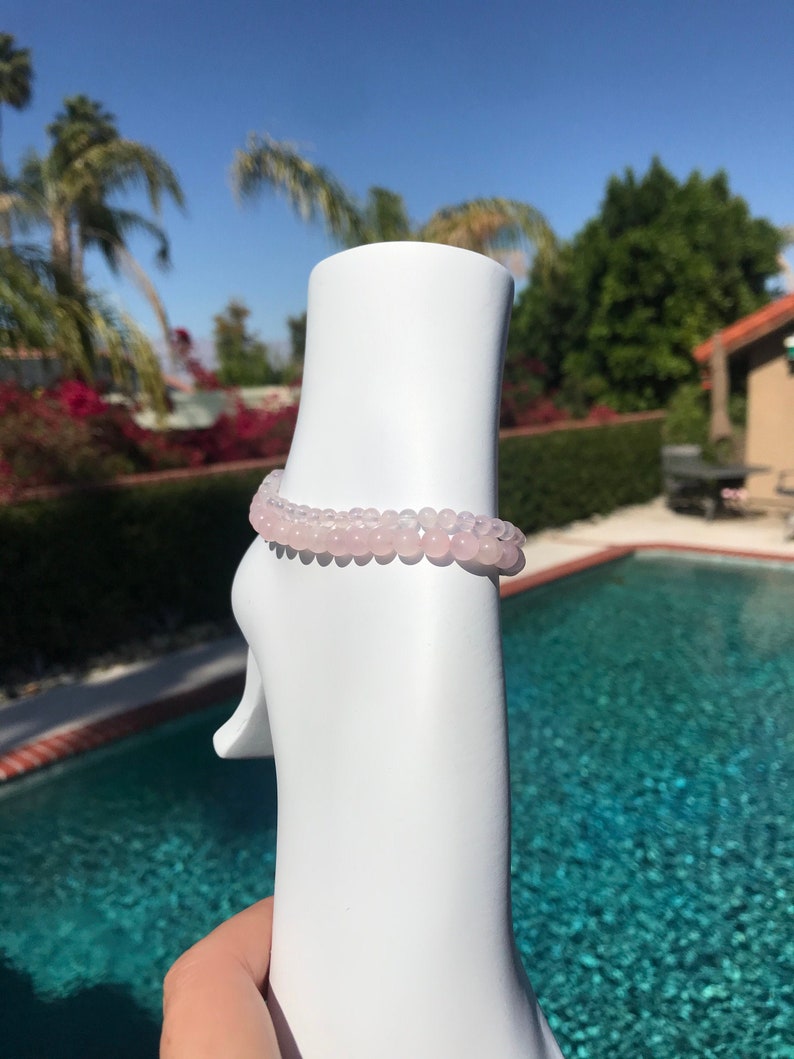 Rose Quartz Anklet 9 Inches 4mm or 6mm Beads Healing Etsy