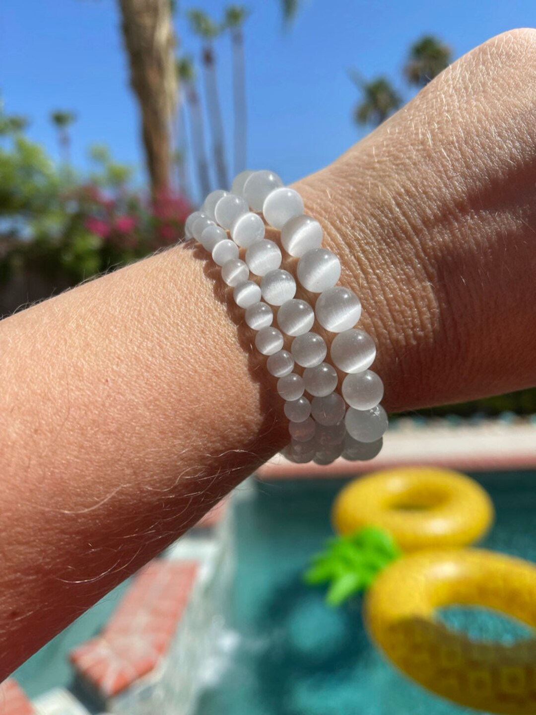 Bracciale Elastic Con Pietre Occhio Di Gatto E Cristalli Curativi - Gioielli Colorati Per Donna, Regalo Perfetto Per Anniversario