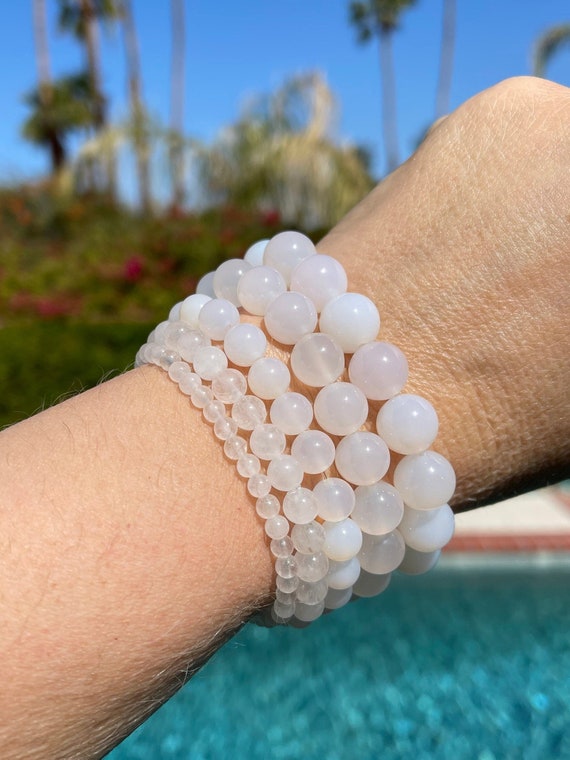 White Agate Bracelet 2 4mm 6mm 8mm 10mm or 12mm Beads - Etsy
