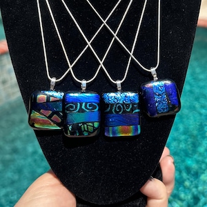 Dichroic Fusing Glas Anhänger - kommt mit Sterling Silber Kette