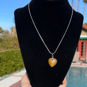 Tigers eye heart pendant with sterling silver chain - .75 inch wide - good luck, focus, stability courage