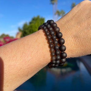 Smokey Quartz #3, matte 6mm, 8mm or 10mm beaded bracelet - grounding, soothes pain, purifies environment from electromagnetic stress