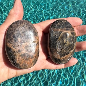 black moonstone palm stone - 2&quot;x3&quot;