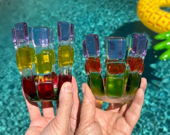 Fused glass candle holders - Only one left!