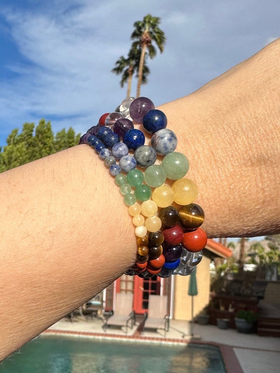UEUC Bracciale Chakra 8 Mm – Set Di 2 Braccialetti Con Cristalli, Ametista, Lapislazzuli E Avventurina Per Energia Positiva