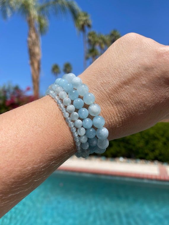 Aquamarine bracelet #2 - 4mm, 6mm, 8mm or 10mm beaded bracelet, healing jewelry - calming, cleansing, communication
