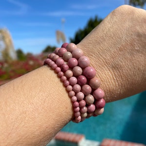 Rhodochrosit Armband # 1 - 4mm, 6mm, 8mm oder 10mm Perlenarmband - Heilung, emotionales Glück, vorankommen, neue Liebe rufen