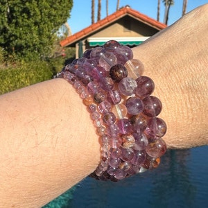 Super 7 bracelet - 4mm, 6mm, 8mm, 10mm or 12mm beaded bracelet - healing, balancing, energizing all 7 chakras, mediation, psychic abilities