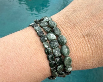 Serephinite bead bracelet, healing jewelry, intention jewelry - strong healer, aura cleansing, chakra balancing