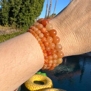 Orange Aventurine 4mm, 6mm, 8mm or 10mm beaded intention bracelet, healing jewelry - creativity, energy, self esteem