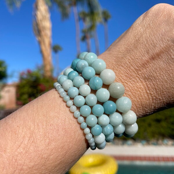 Amazonite bracelet #1 - 4mm, 6mm, 8mm, 10mm or 12mm beaded intention bracelet, healing jewelry - harmony, balance, good luck